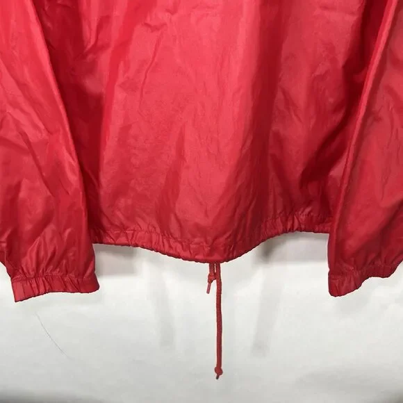Vintage Izod Lacoste Half Zip Hooded Windbreaker Jacket Mens Medium Red Nylon - Picture 11 of 11